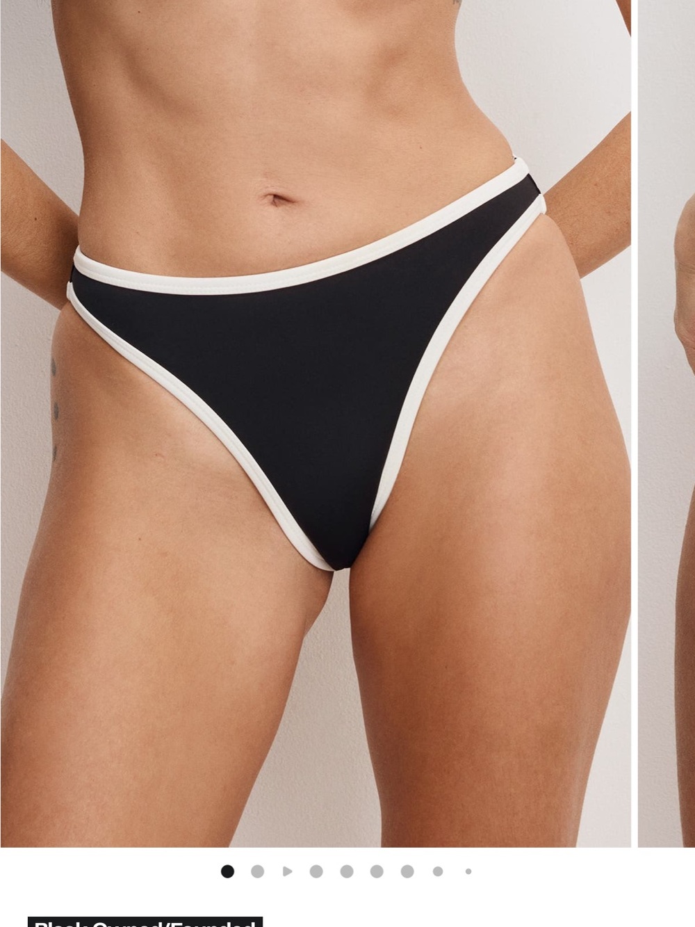 NWT Good American Black Bikini Bottom with White Trim size large